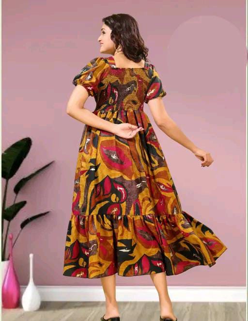 tranding classic fit and flare gathered pleted women dresses