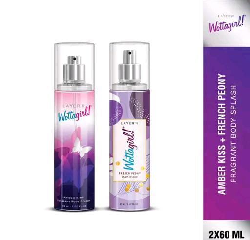 Layer'r Wottagirl Amber Kiss & French Peony Body Splash Combo