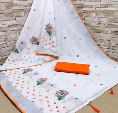 Krivity Brand Bollywood Cotton Linen Saree.