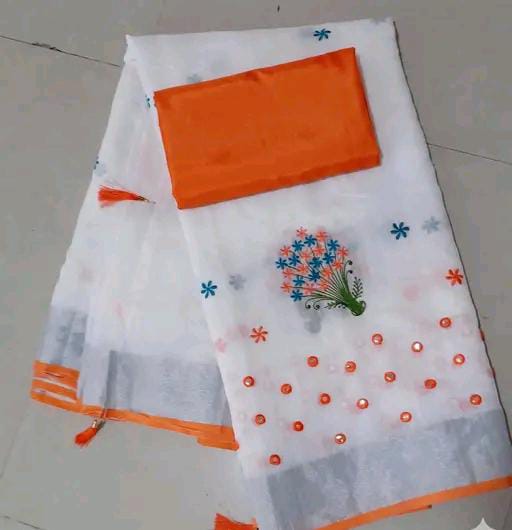 Krivity Brand Bollywood Cotton Linen Saree.