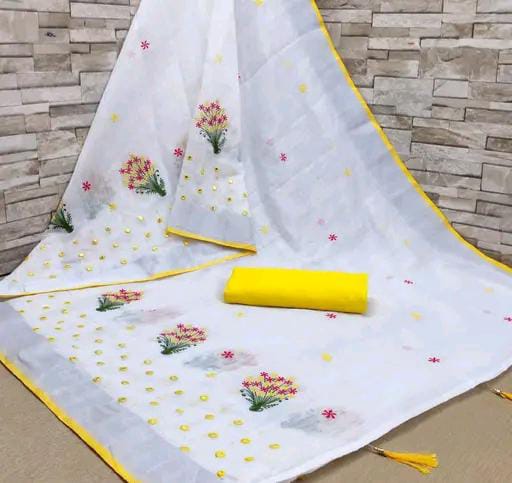 Krivity Brand Bollywood Cotton Linen Saree.
