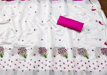Krivity Brand Bollywood Cotton Linen Saree.