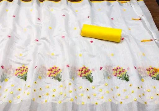 Krivity Brand Bollywood Cotton Linen Saree.