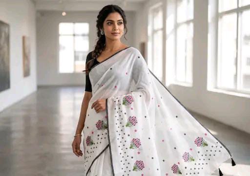 Krivity Brand Bollywood Cotton Linen Saree.