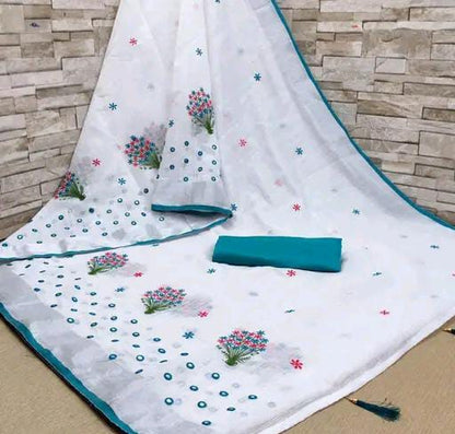 Krivity Brand Bollywood Cotton Linen Saree.