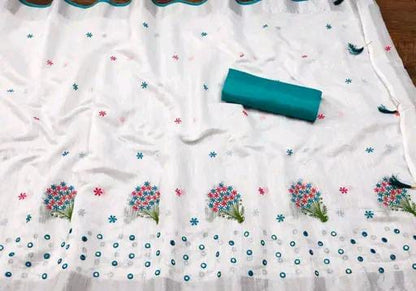 Krivity Brand Bollywood Cotton Linen Saree.