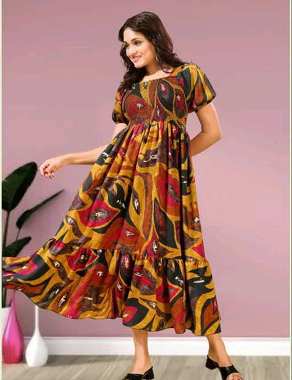 tranding classic fit and flare gathered pleted women dresses