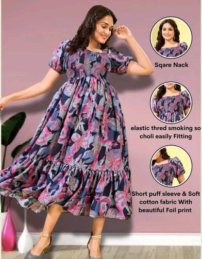 tranding classic fit and flare gathered pleted women dresses