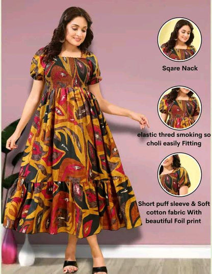 tranding classic fit and flare gathered pleted women dresses