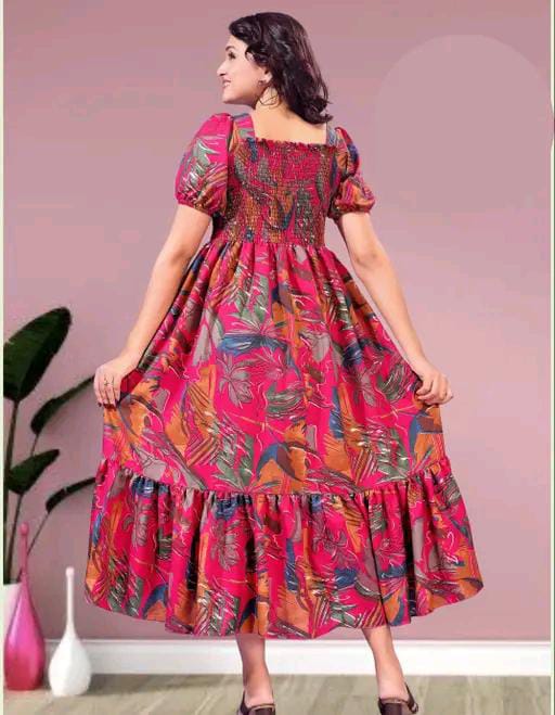 tranding classic fit and flare gathered pleted women dresses