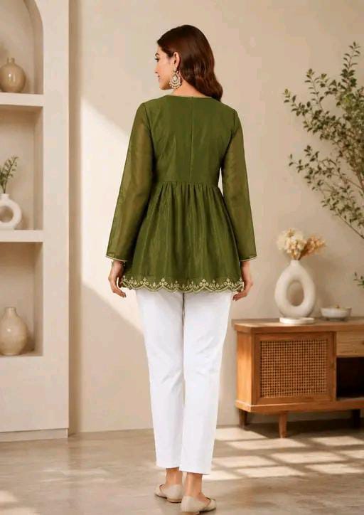 Trendy Women Embroidered Top & Shrug Set | Indo-Western Crop To...