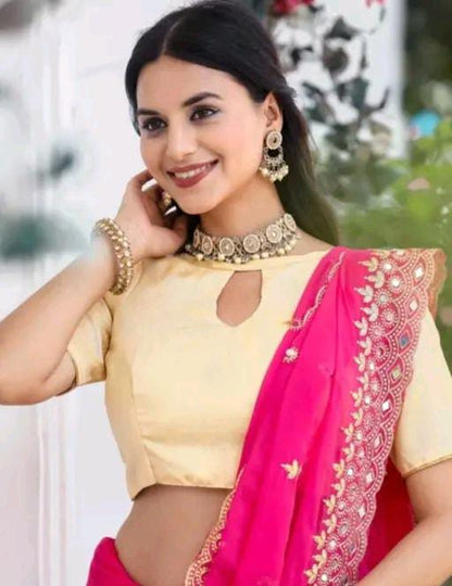 Gabani Fashion Cutwork Mirror Saree