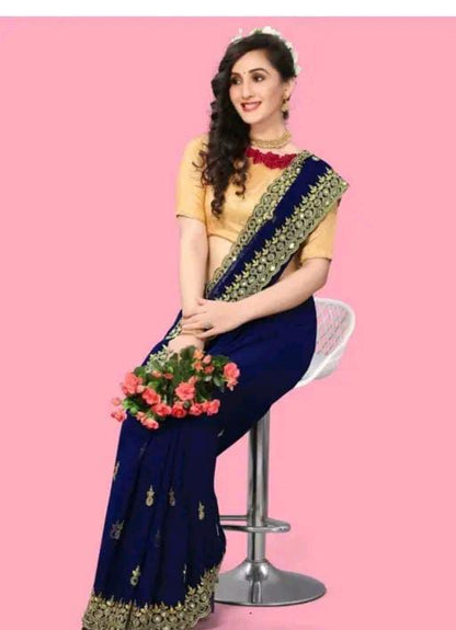Gabani Fashion Cutwork Mirror Saree