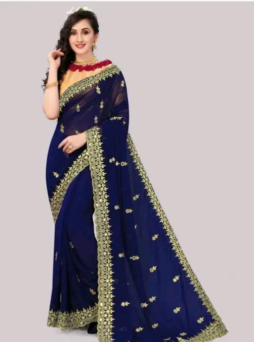 Gabani Fashion Cutwork Mirror Saree