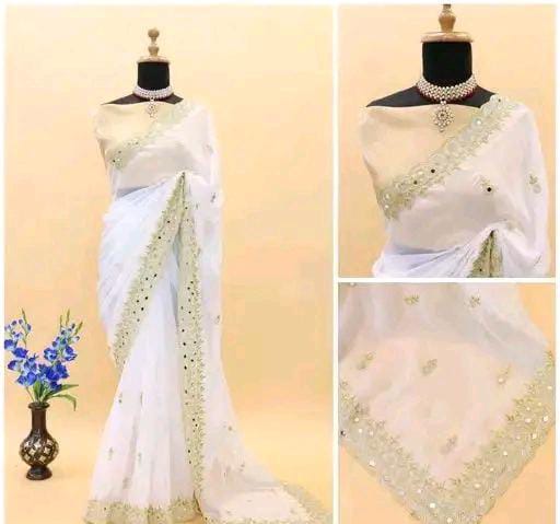 Gabani Fashion Cutwork Mirror Saree