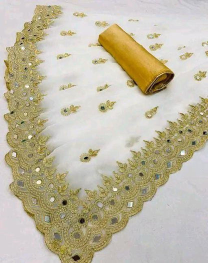 Gabani Fashion Cutwork Mirror Saree