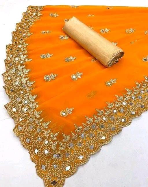 Gabani Fashion Cutwork Mirror Saree