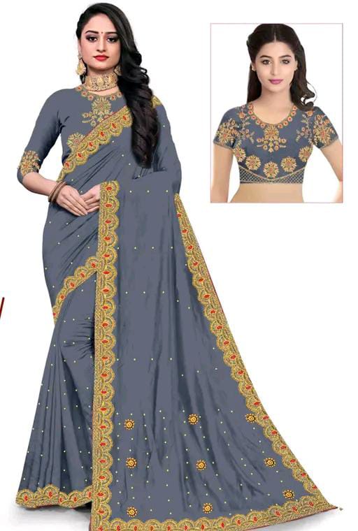 Gabani Fashion Cutwork Mirror Saree